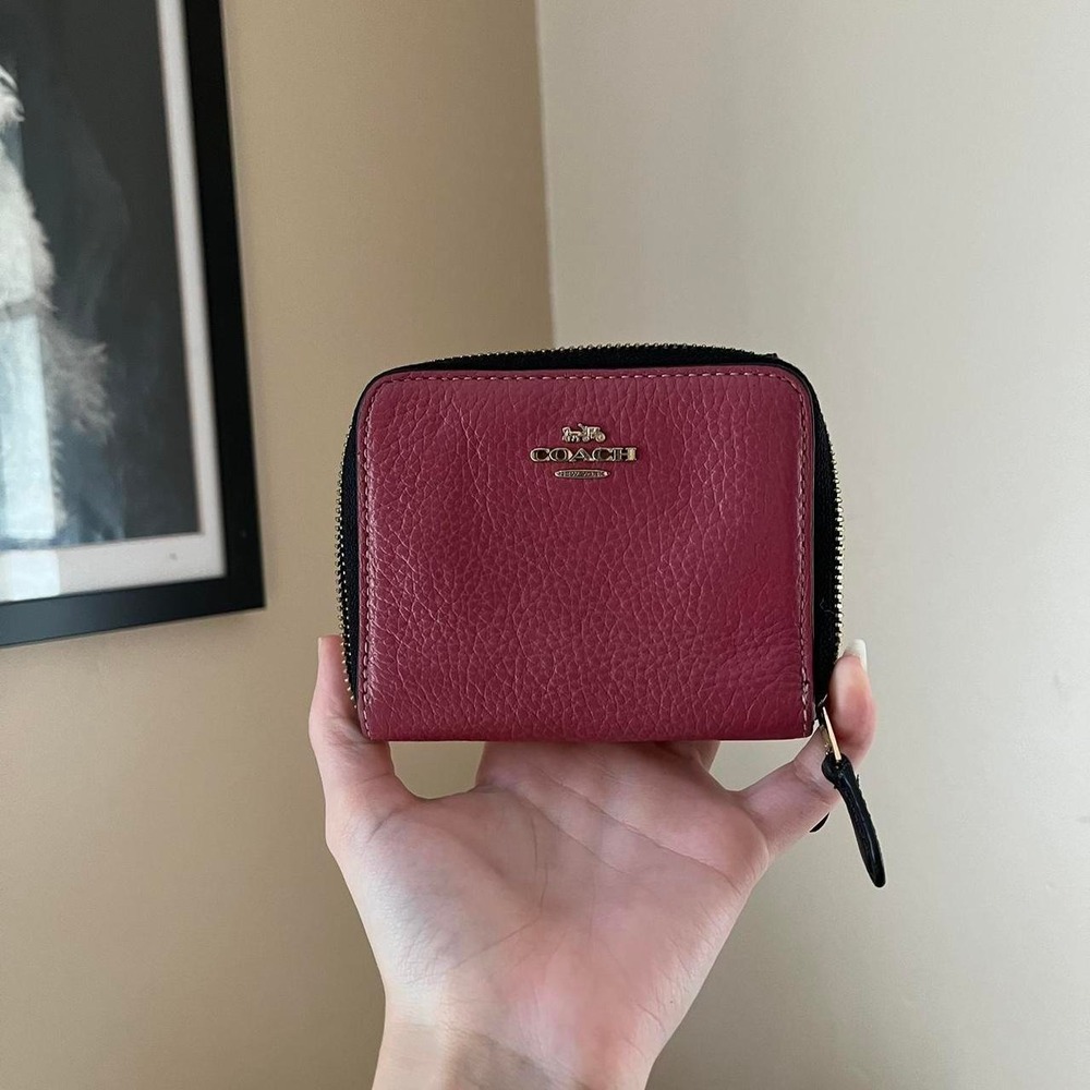 Y2K 2000s Coach Blush Leather Tri-Fold Wallet / Clutch